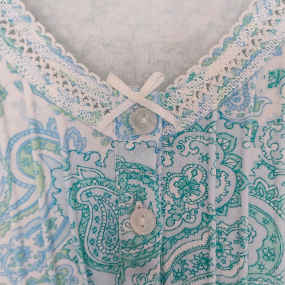 Miss Elaine Aqua Paisley Nightgown Set - Picture 11 of 16